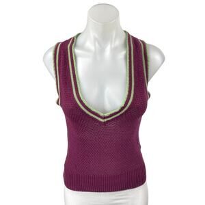 Urban Outfitters Purple Crochet  Sleeveless Plunge Neck Sweater Vest Tank Top XS